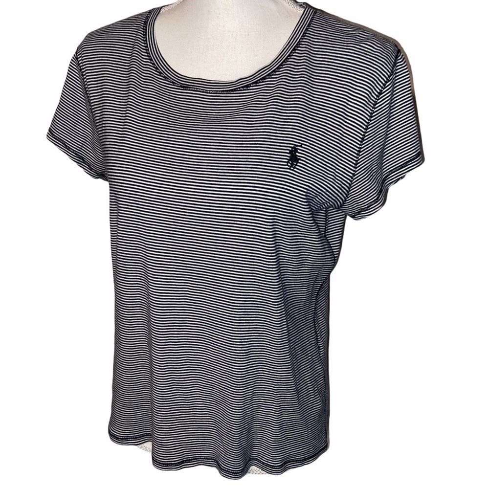 Ralph Lauren Sport Black and White Striped Tee XL